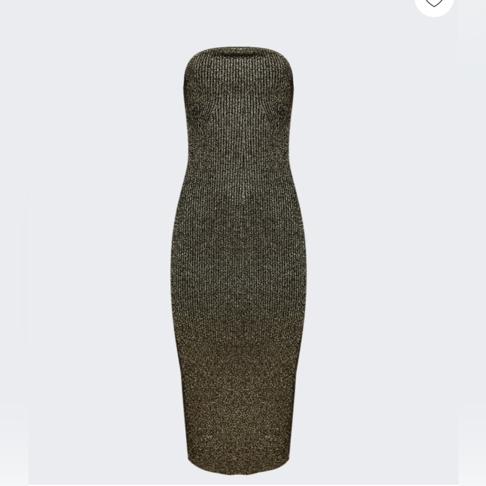KHAITE Rumer Metallic Strapless Knit Dress. NWT size small